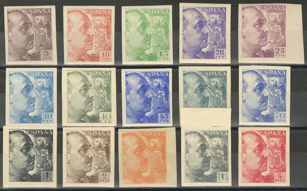 773 - ★★ 919/35s. 1940. Serie completa, quince valores. SIN DENTAR. MAGNIFICA Y RARA SIN FIJASELLOS. Cert. GRAUS. Edifil 2026: 2.546 Euros - 1.000€