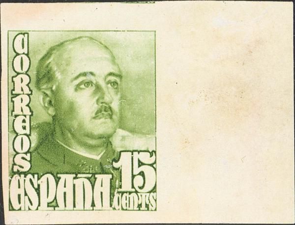 815 - (★) 1021s. 1948. 15 cts verde, borde de hoja (leves manchitas en el borde sin importancia). SIN DENTAR. MAGNIFICO Y EXTRAORDINARIAMENTE RARO, NO MAS DE CUATRO O CINCO CONOCIDOS. Cert. COMEX. - 300€