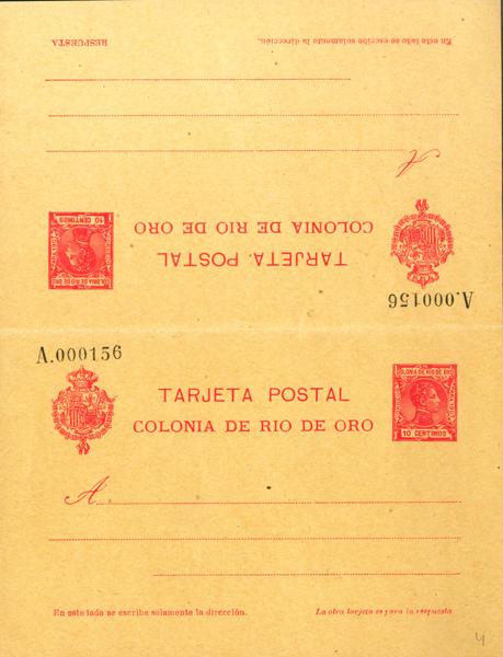 1268 - (★) EP4. 1907. 10 cts + 10 cts carmín sobre Tarjeta Entero Postal, de ida y vuelta. MAGNIFICA Y MUY RARA. Edifil 2022: 275 Euros - 75€