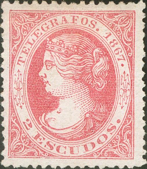 920 - (★) 20. 1867. 2 escudos rosa. Muy bien centrado. MAGNIFICO. Edifil 2022: 925 Euros - 275€