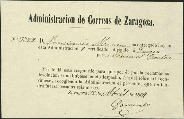 0000009307 - Aragon. Postal History
