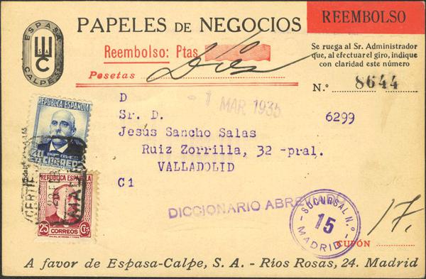 0000009495 - España. República Española Correo Certificado