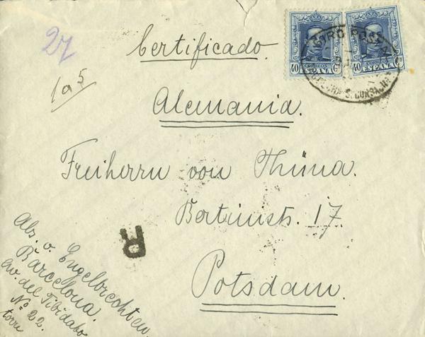 0000011043 - Spain. Alfonso XIII Registered Mail