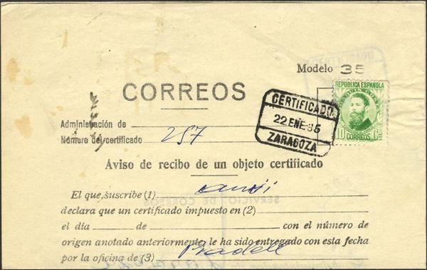 0000012881 - España. República Española Correo Certificado