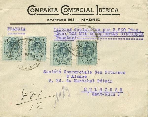 0000026173 - Spain. Alfonso XIII Registered Mail