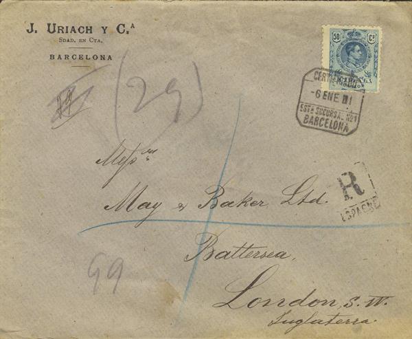 0000030354 - Spain. Alfonso XIII Registered Mail