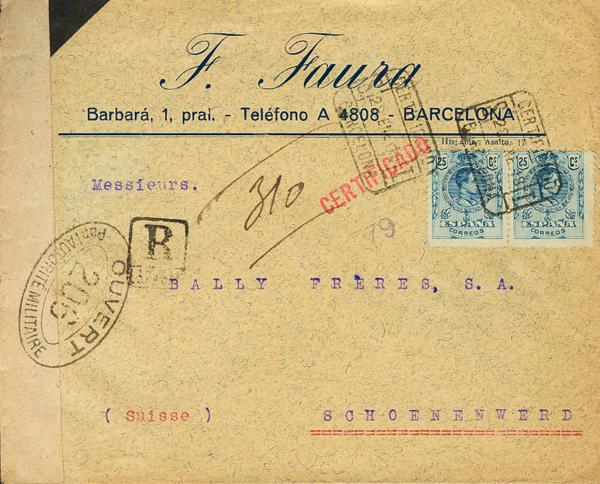 0000043539 - Spain. Alfonso XIII Registered Mail