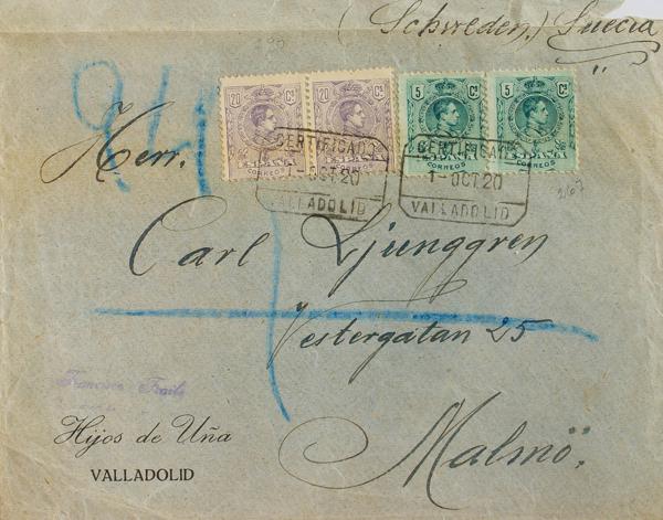 0000051078 - Spain. Alfonso XIII Registered Mail