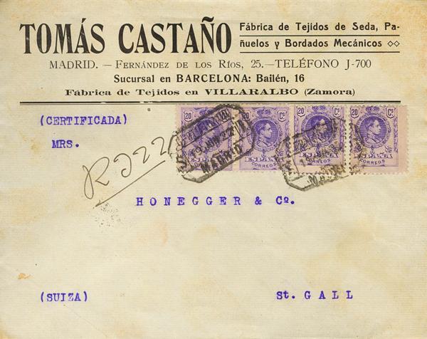 0000060229 - Spain. Alfonso XIII Registered Mail