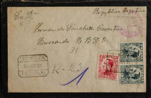 0000064780 - Spain. Alfonso XIII Registered Mail