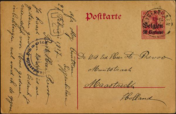 0000073114 - Bélgica (Ocupación Alemana). Entero Postal