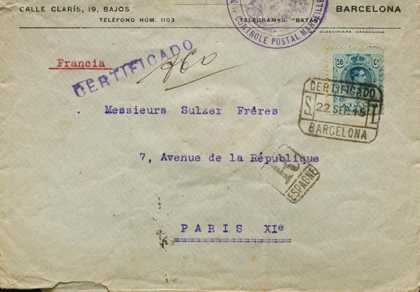 0000079818 - Spain. Alfonso XIII Registered Mail