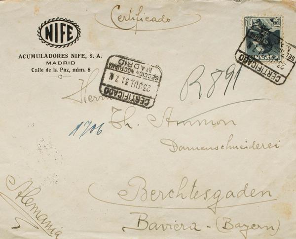 0000079891 - Spain. Alfonso XIII Registered Mail