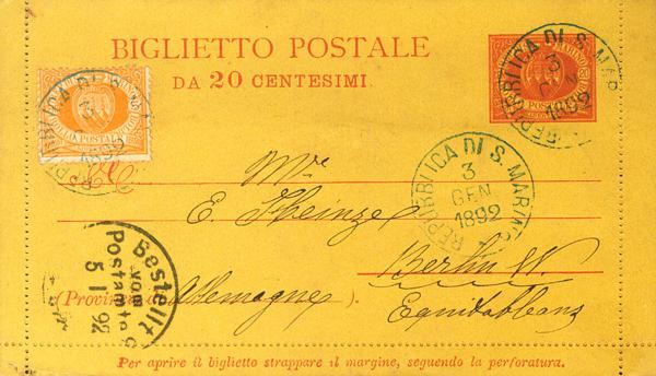 0000110958 - San Marino. Entero Postal