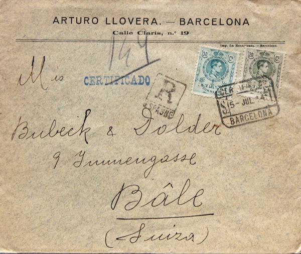 0000114910 - Spain. Alfonso XIII Registered Mail