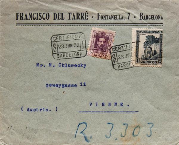 0000114935 - Spain. Alfonso XIII Registered Mail